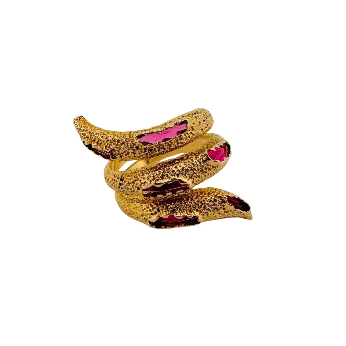 Bague Serpent en or granité et rubis