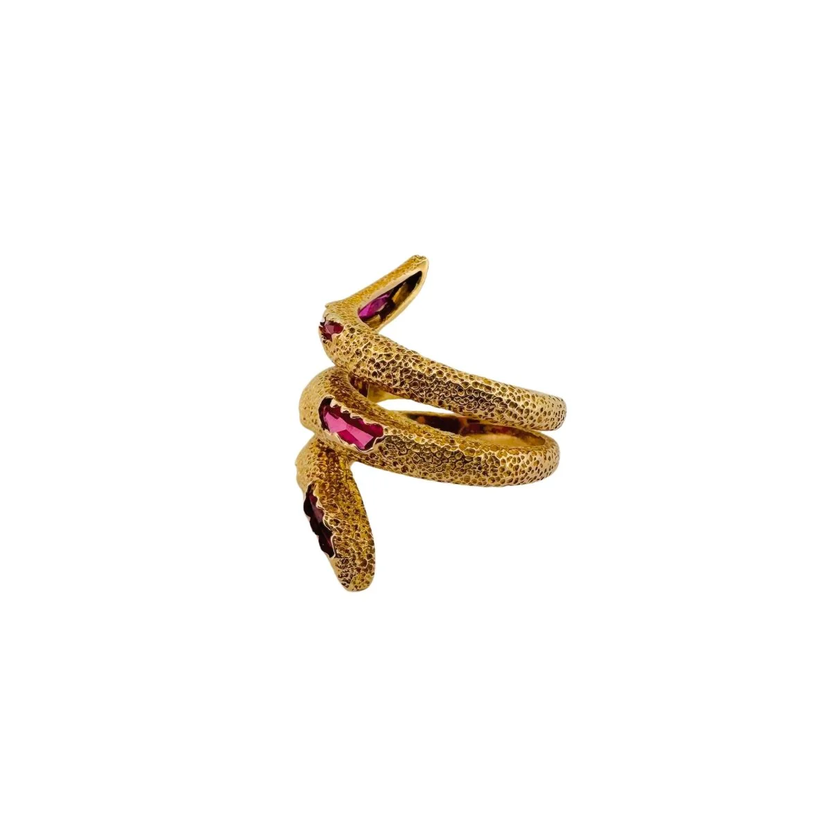 Bague Serpent en or granité et rubis - Image 2
