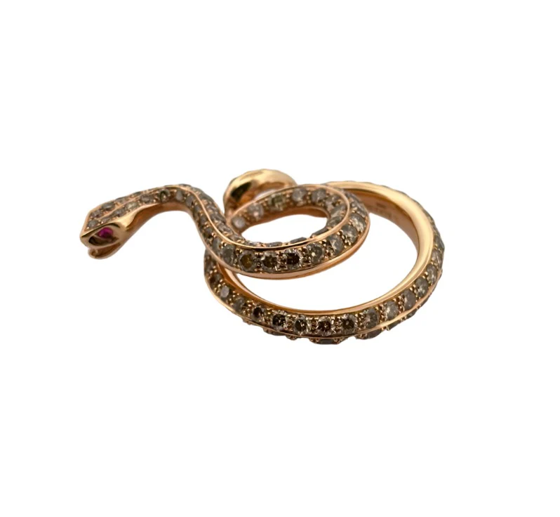 Bague Serpent en or rose, rubis et diamant - Image 3