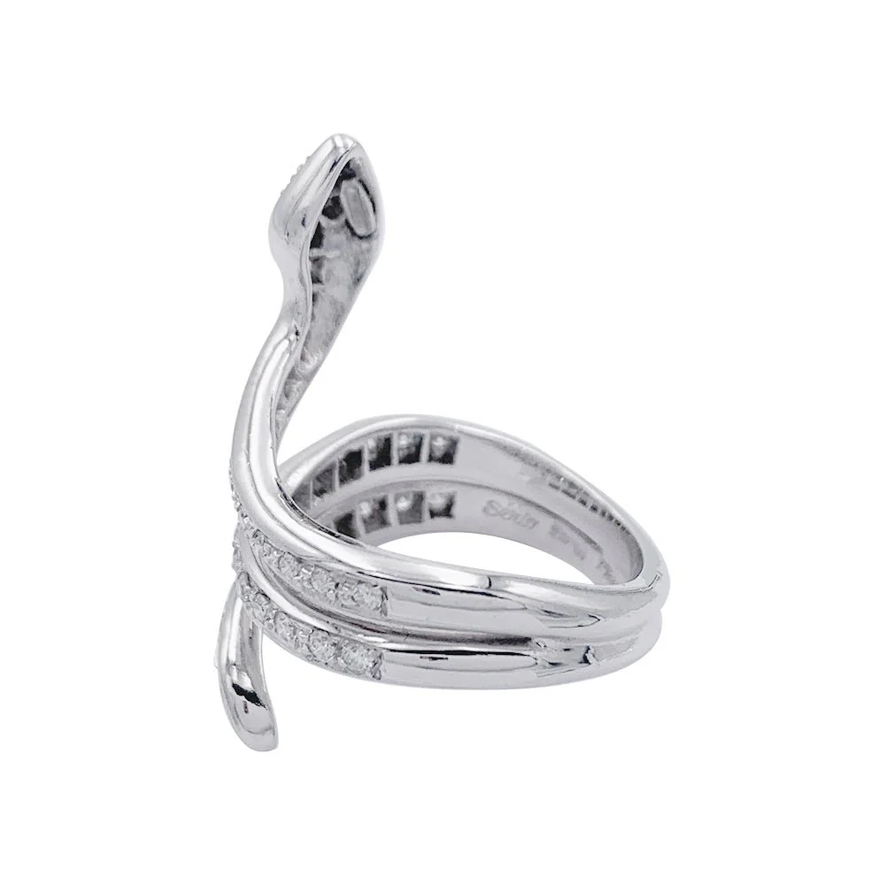 Bague serpent or blanc, diamants - Image 2