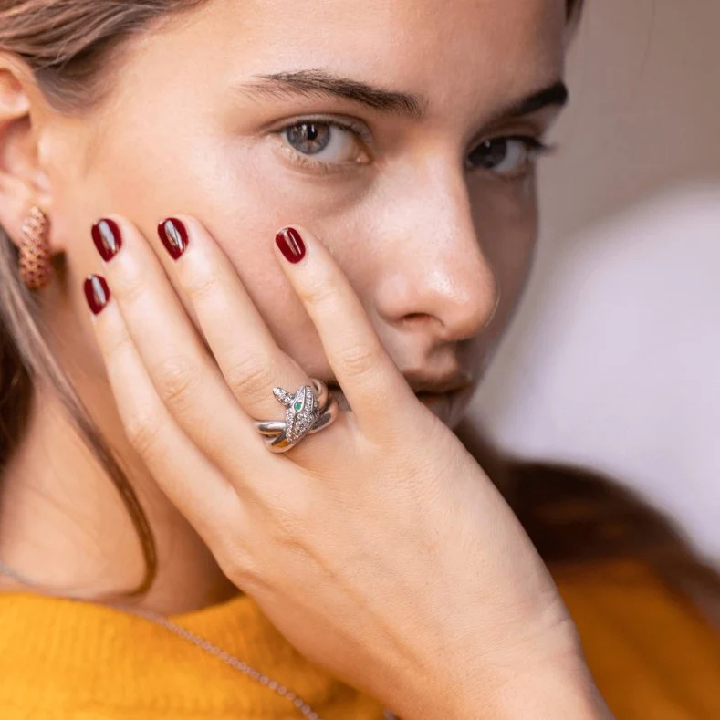 Bague Serpent en or blanc et diamants - Image 2