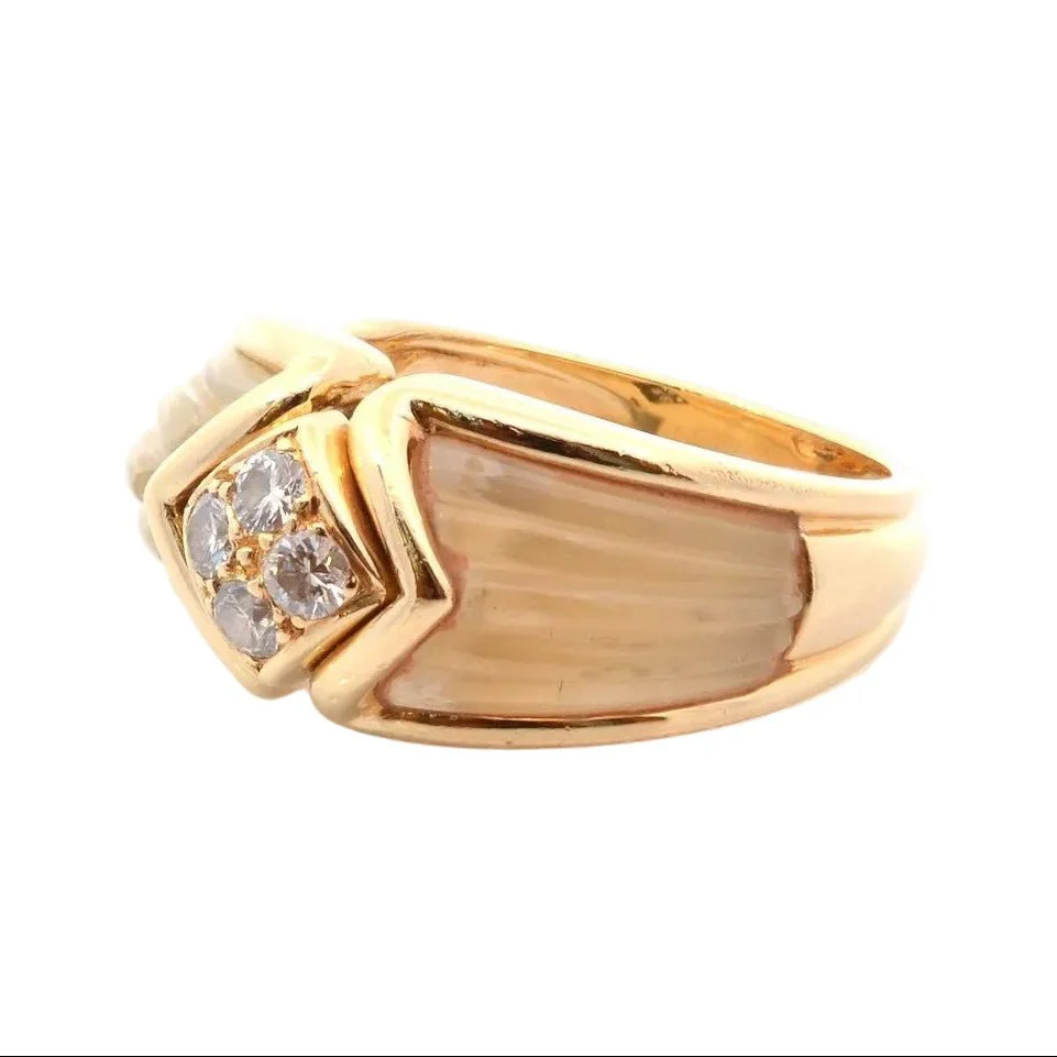 Bague Jonc BOUCHERON en or jaune, cristal de roche et diamants - Image 2