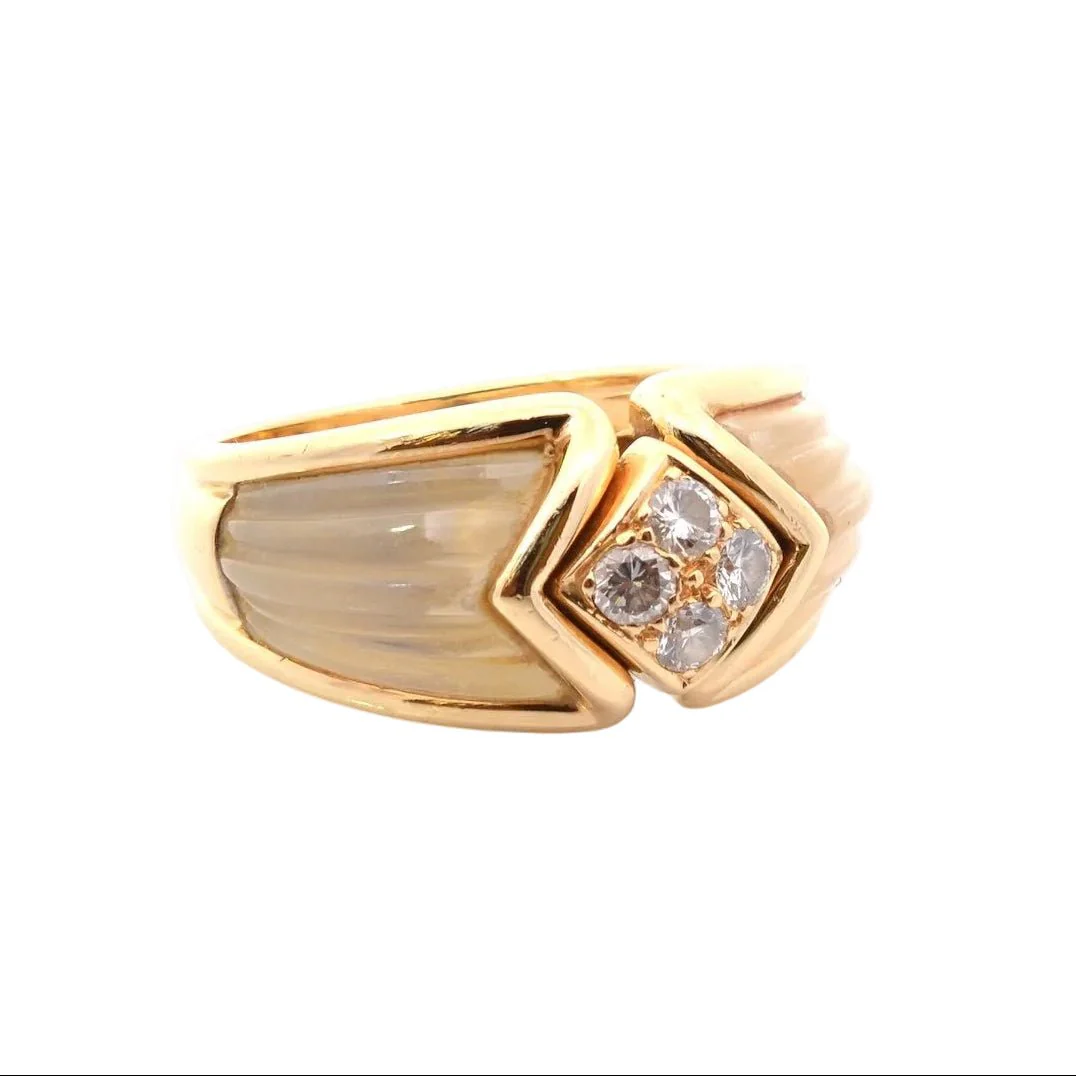 Bague Jonc BOUCHERON en or jaune, cristal de roche et diamants - Image 4