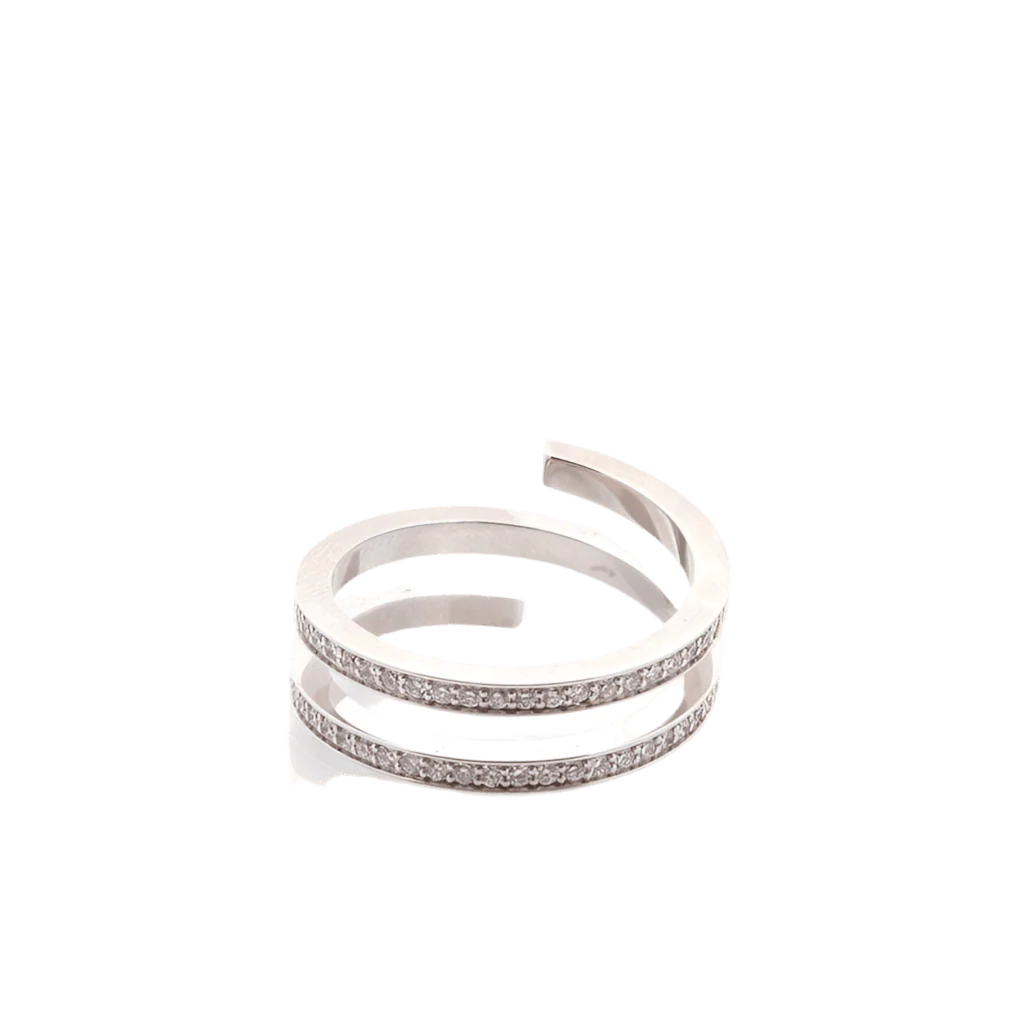 Bague DINH VAN "Spirale" en or blanc et diamants - Image 2