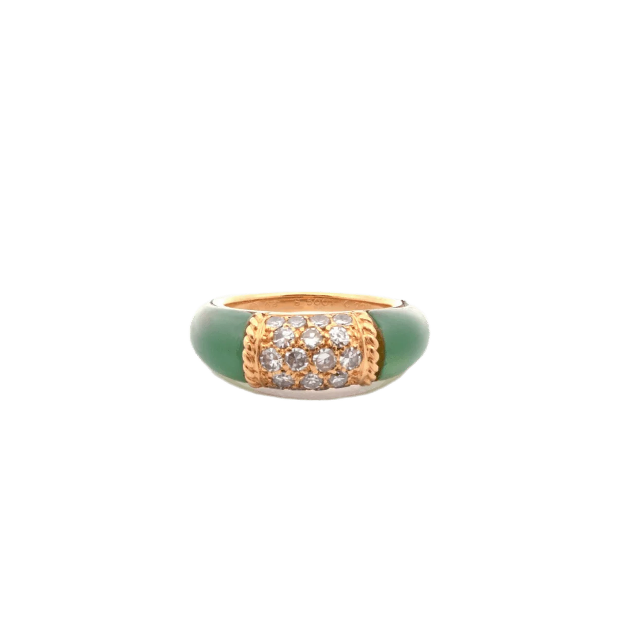 Bague Jonc VAN CLEEF & ARPELS "Philippine" en or jaune, chrysoprase et diamants