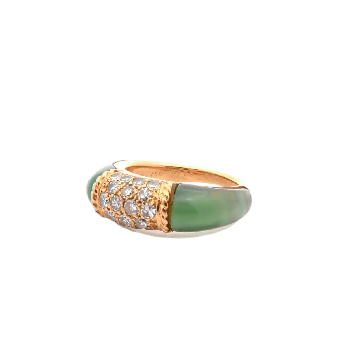 Bague Jonc VAN CLEEF & ARPELS "Philippine" en or jaune, chrysoprase et diamants - Image 2
