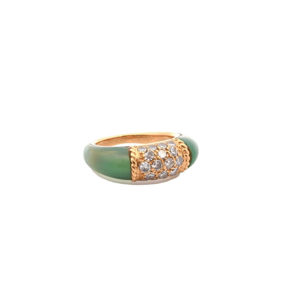 Bague Jonc VAN CLEEF & ARPELS "Philippine" en or jaune, chrysoprase et diamants - Image 4