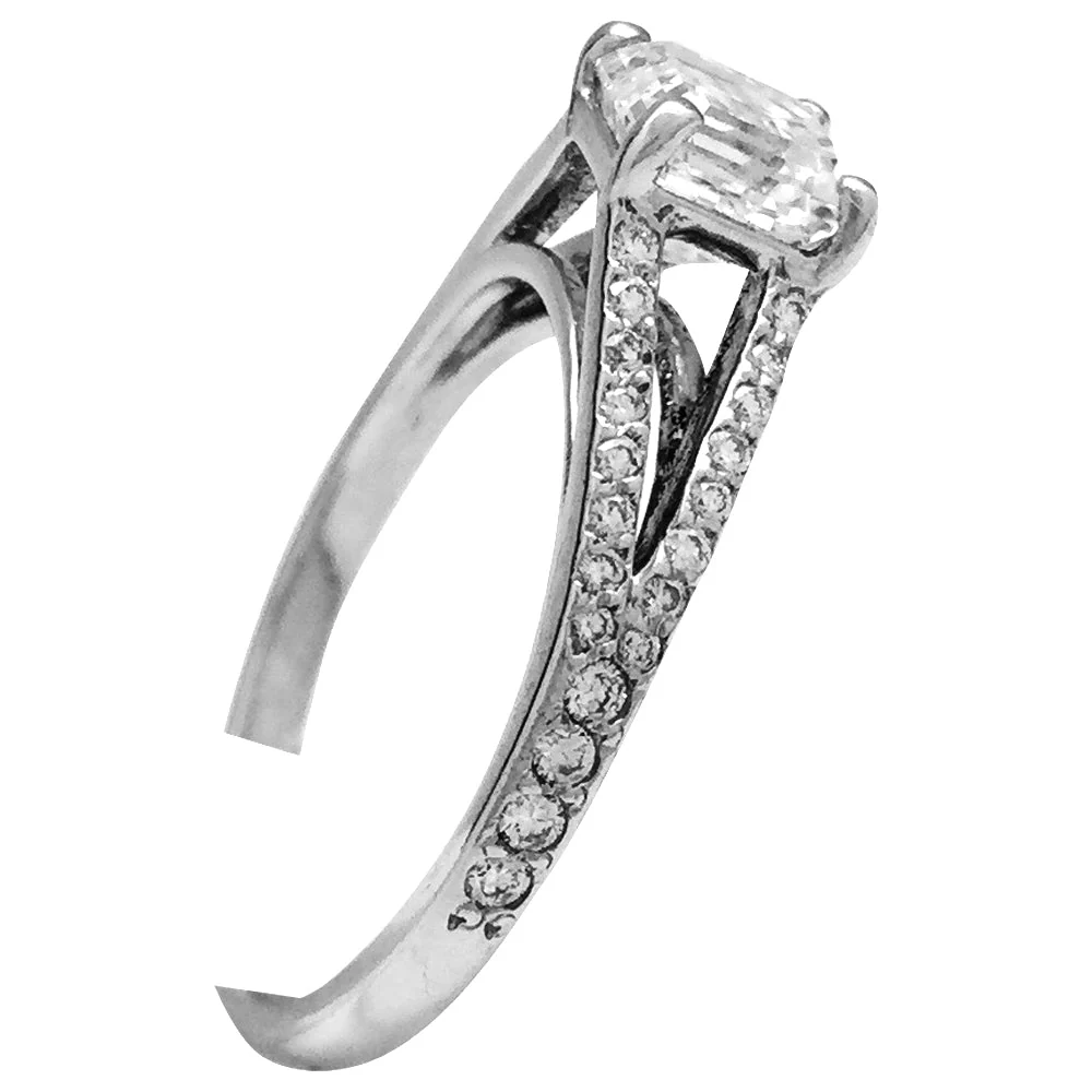 Bague solitaire 1 carat E/VS1 en or blanc et diamants - Image 2