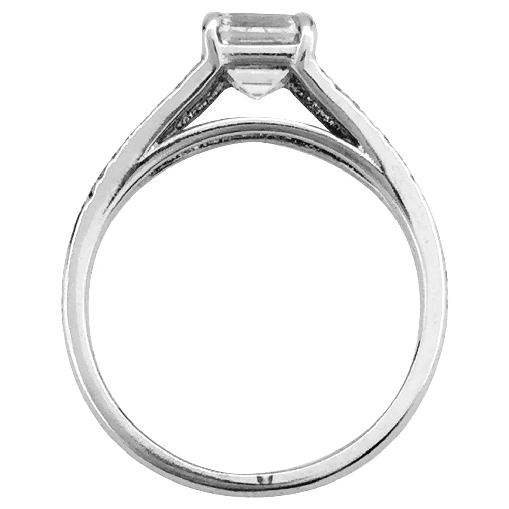 Bague solitaire 1 carat E/VS1 en or blanc et diamants - Image 3