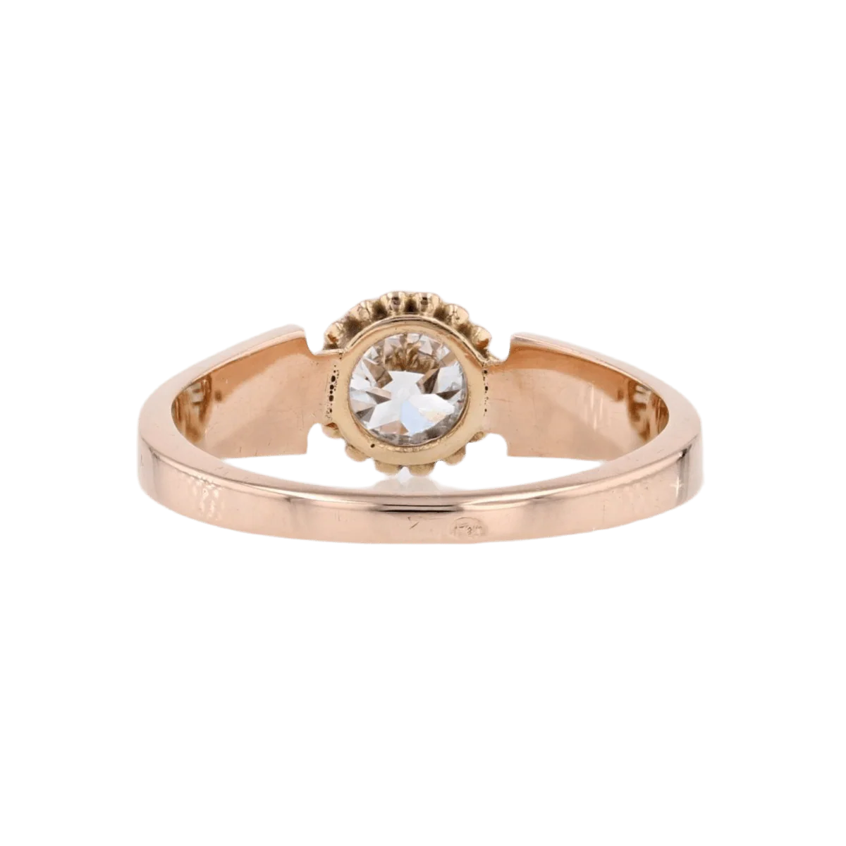 Bague Solitaire en or rose et diamant - Image 4