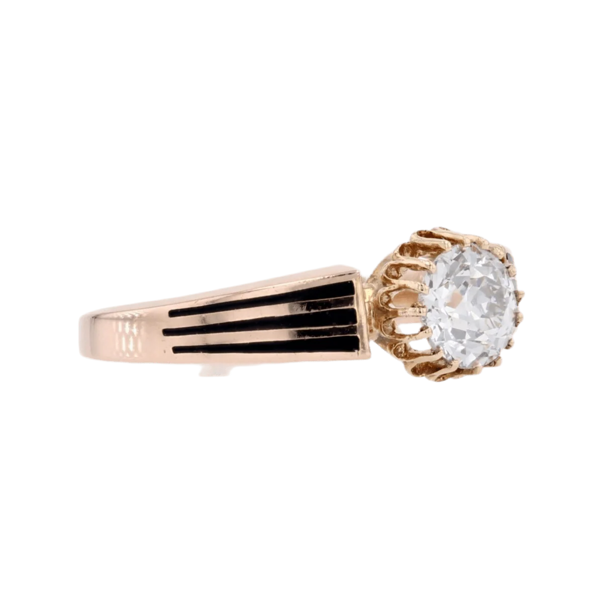 Bague Solitaire en or rose et diamant - Image 5