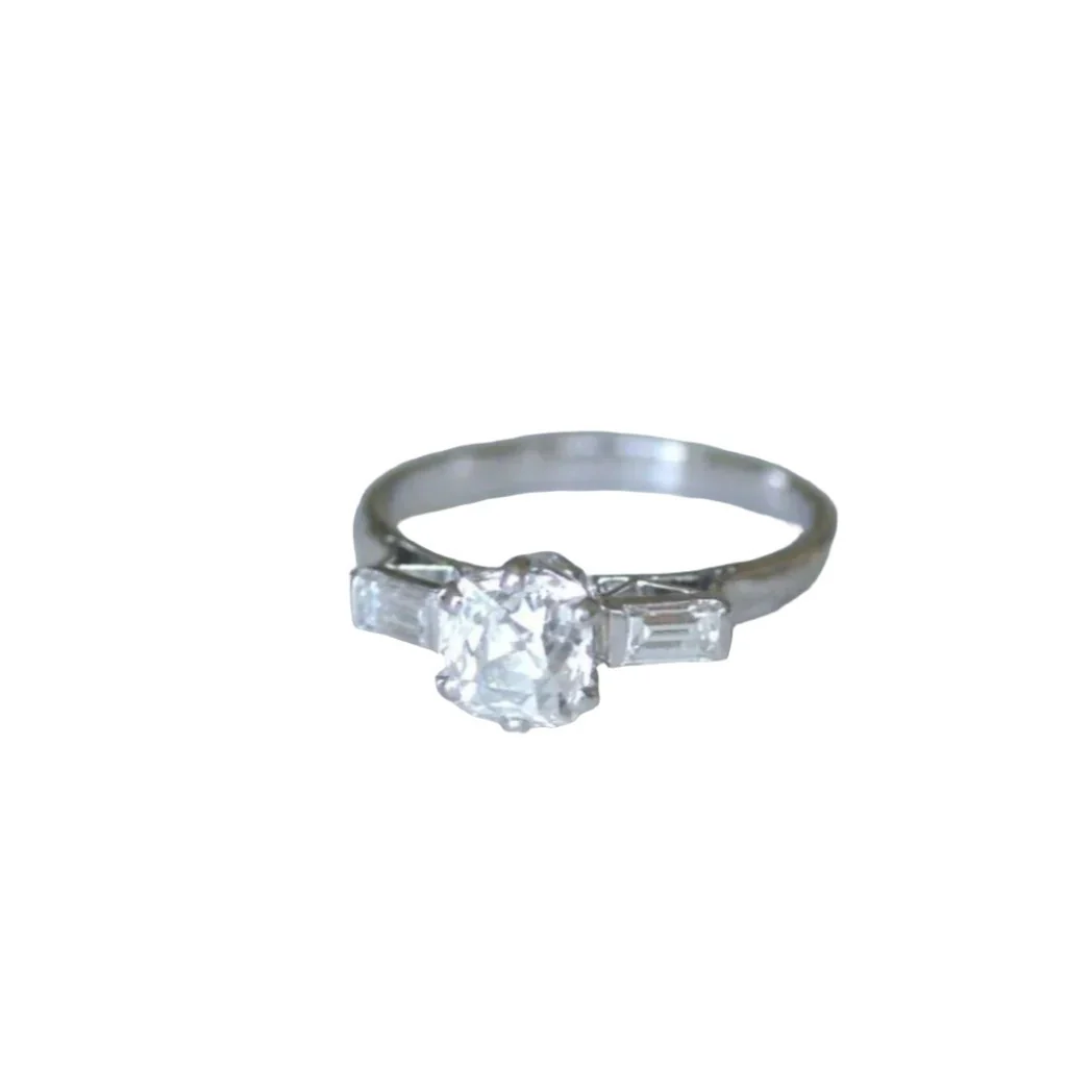 Bague Solitaire en platine et diamants - Image 3