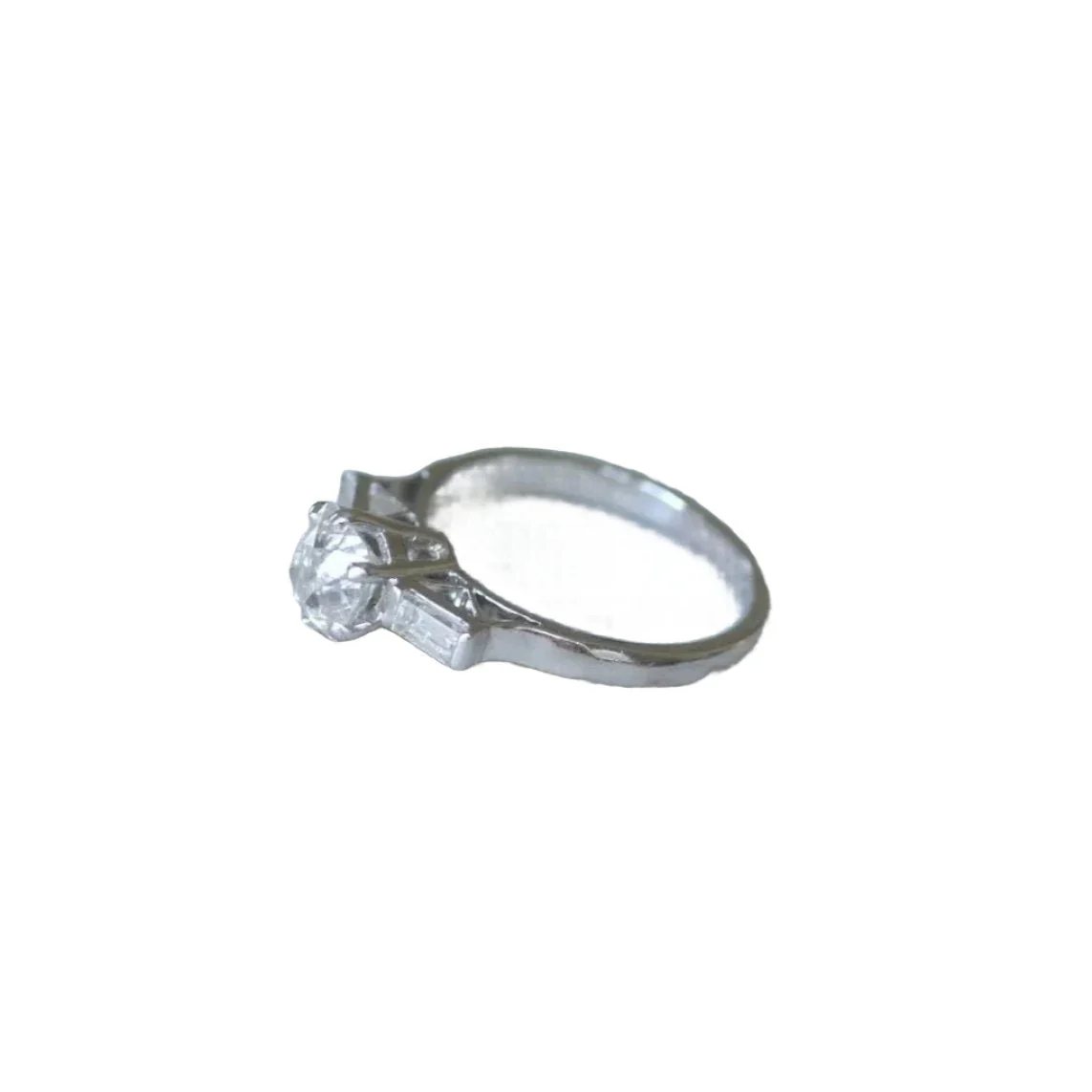 Bague Solitaire en platine et diamants - Image 4