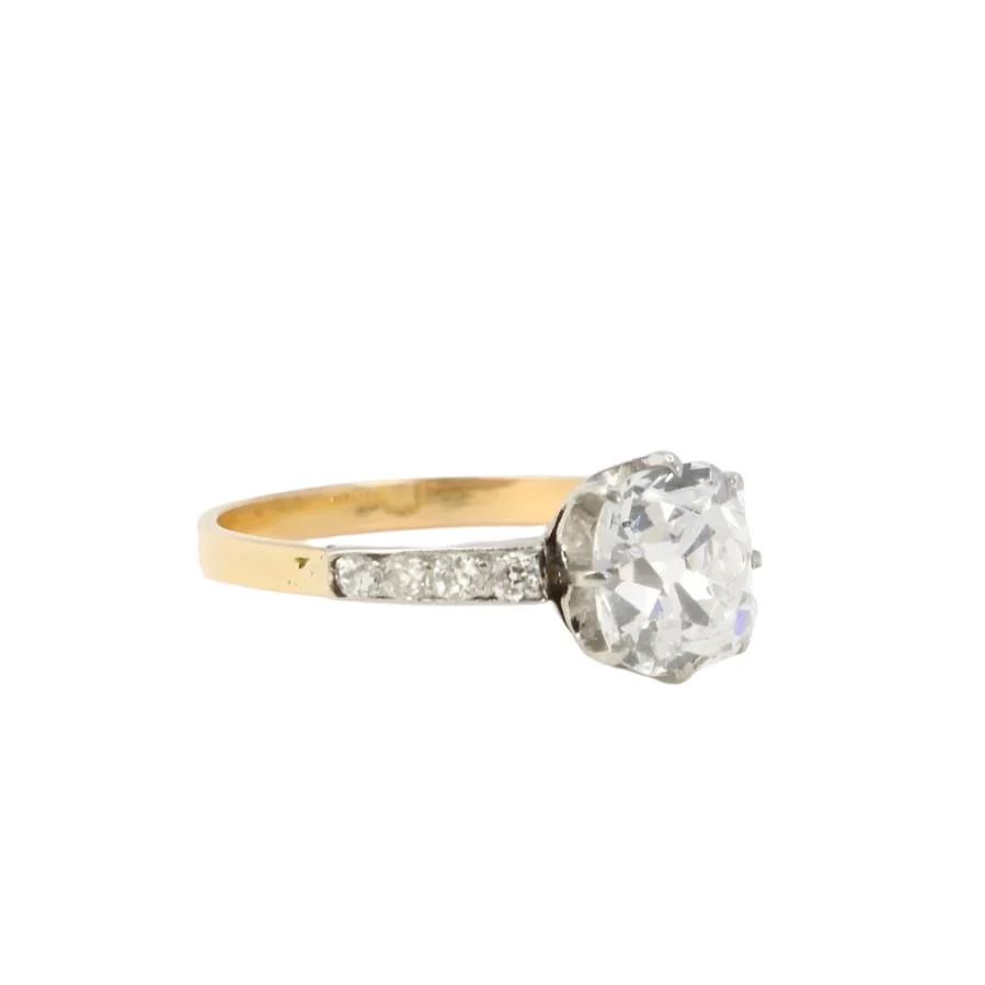 Bague Solitaire en or jaune et diamants - Image 7