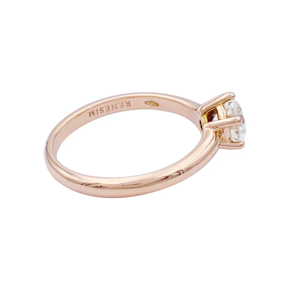 Bague solitaire diamant en or rose. - Image 3