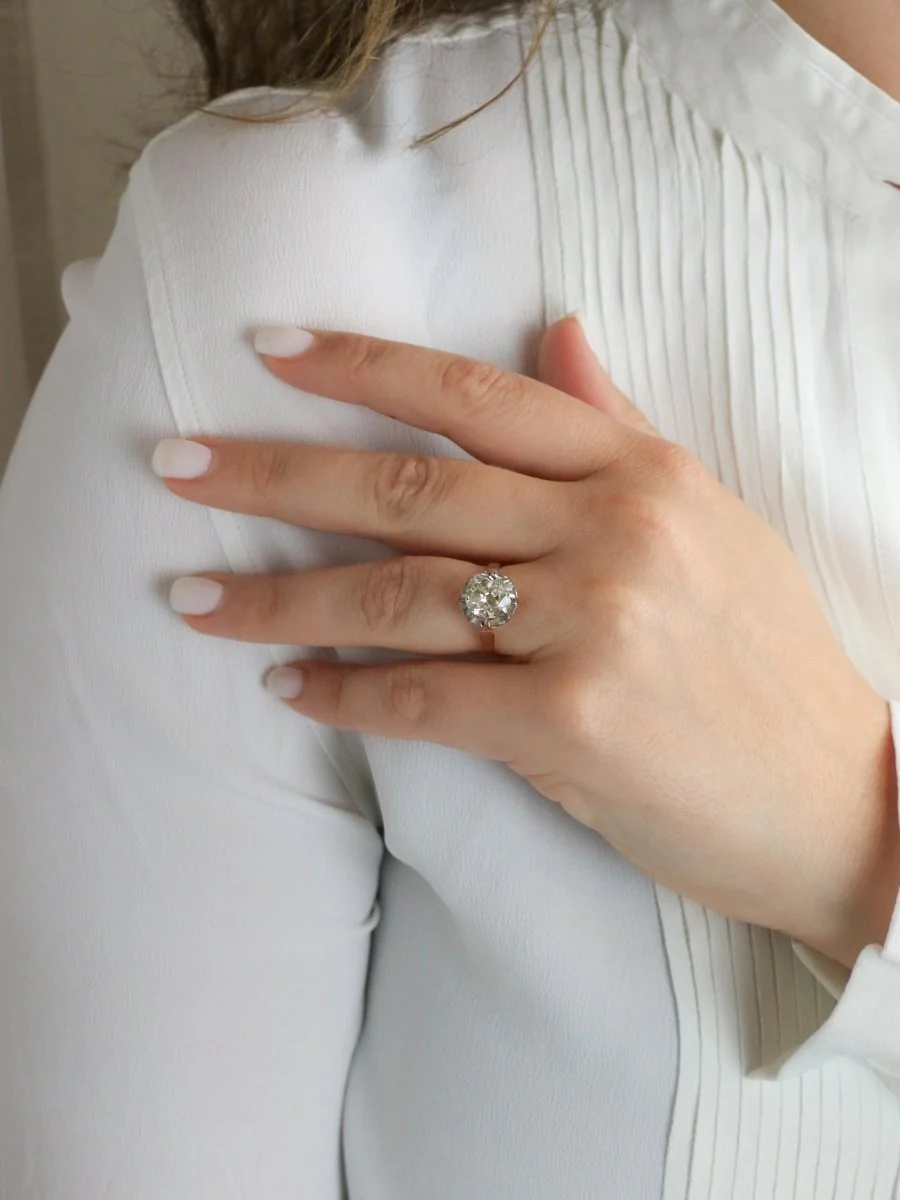 Bague solitaire diamant Coussin taille ancienne Old Mine Cut 3,07 carats - Image 11