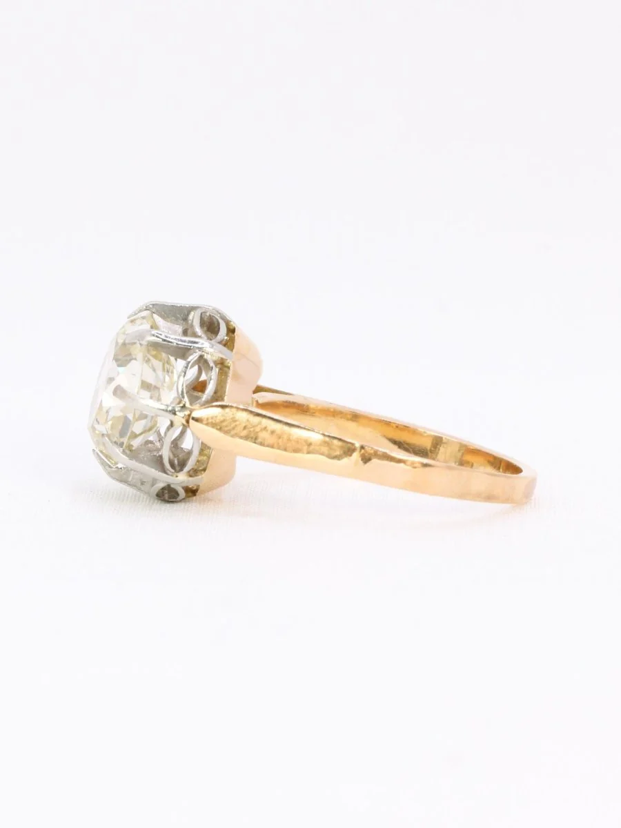 Bague solitaire diamant Coussin taille ancienne Old Mine Cut 3,07 carats - Image 5