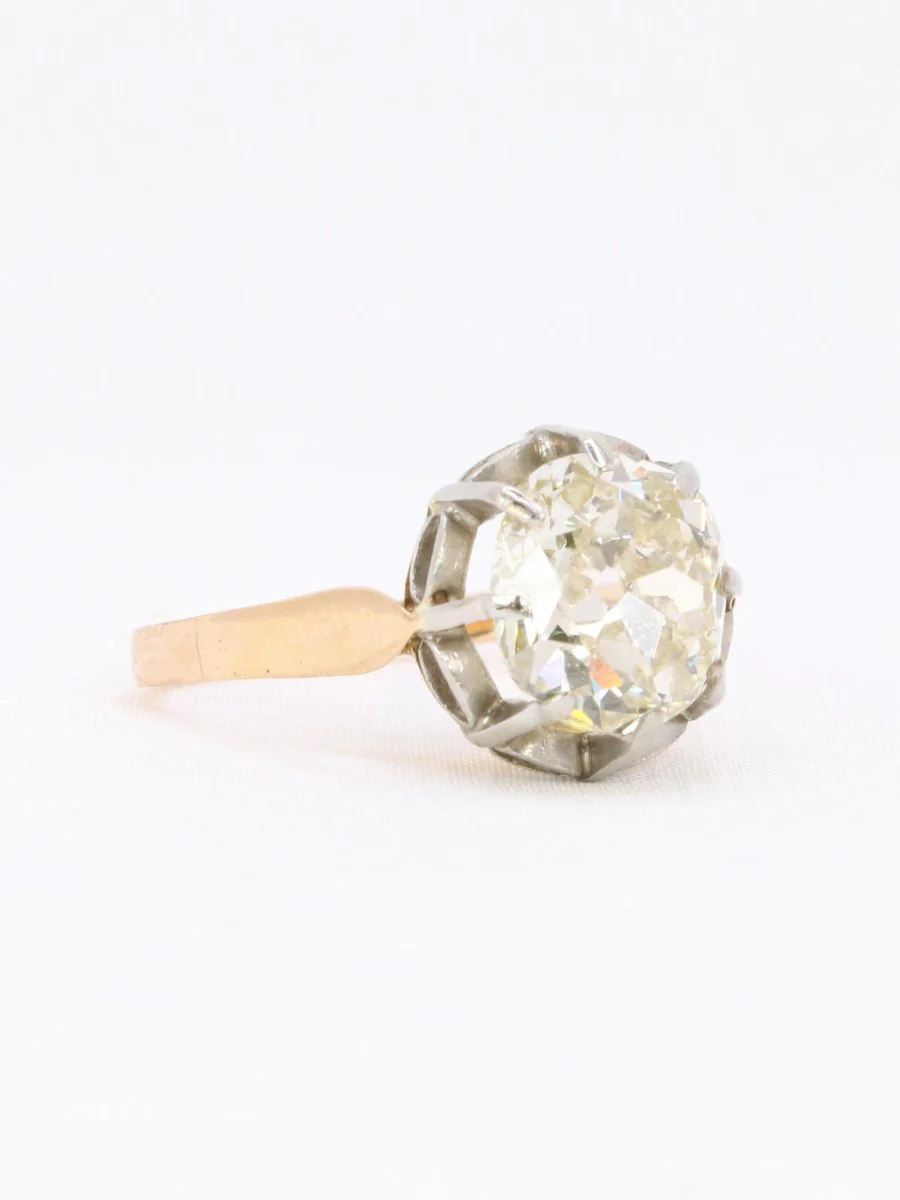 Bague solitaire diamant Coussin taille ancienne Old Mine Cut 3,07 carats - Image 7