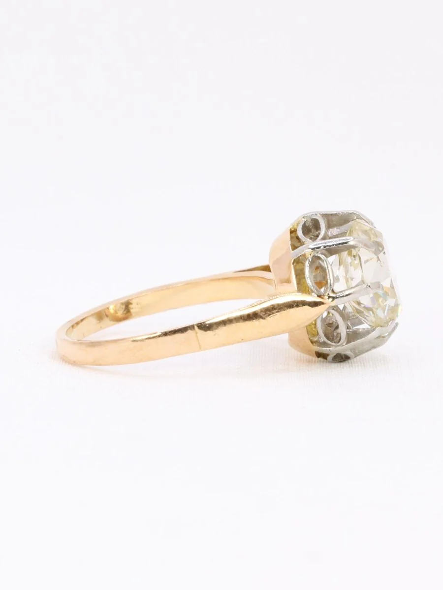 Bague solitaire diamant Coussin taille ancienne Old Mine Cut 3,07 carats - Image 8