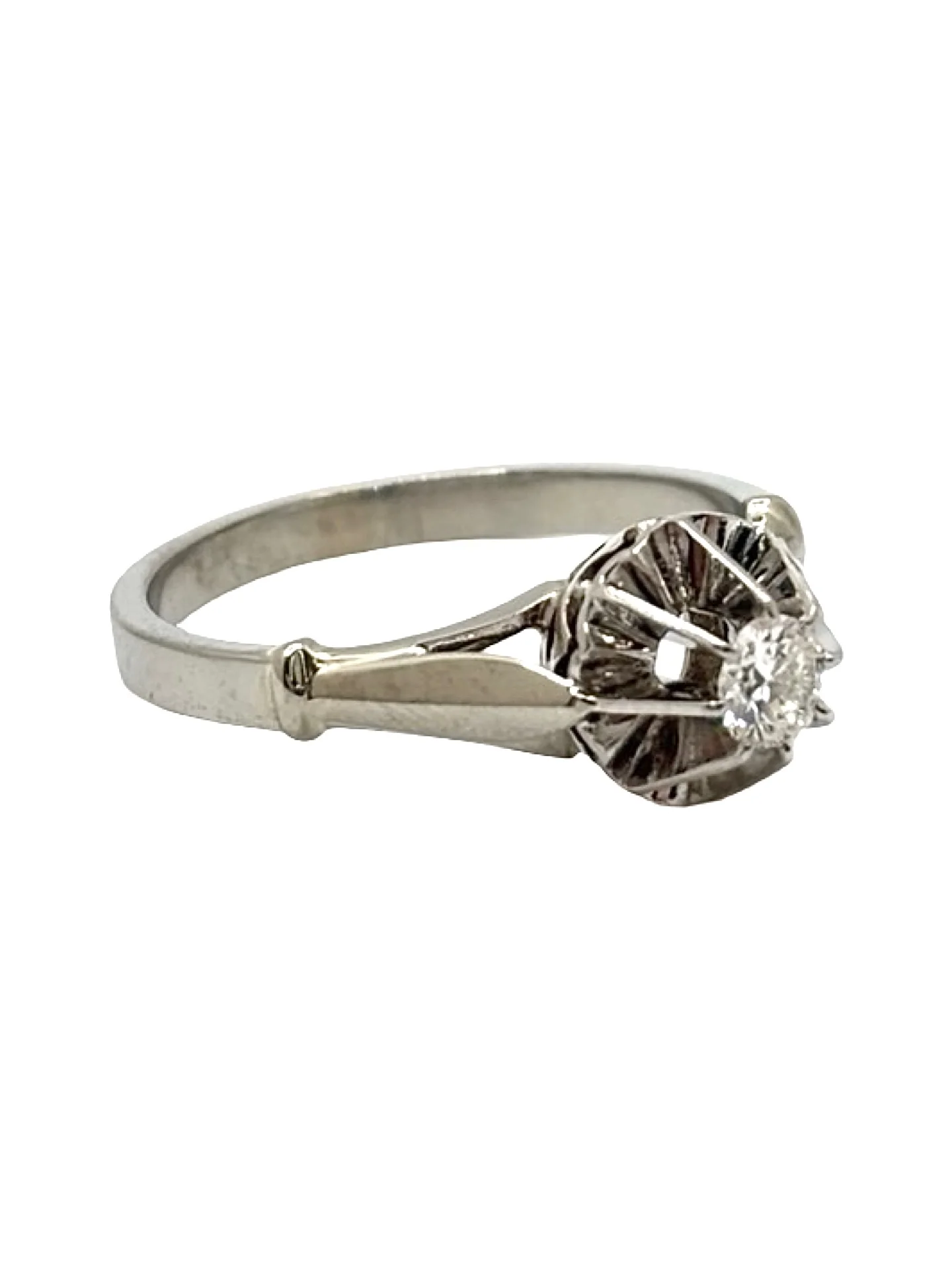 Bague Solitaire en Or blanc 18K et Platine 950 - Image 4