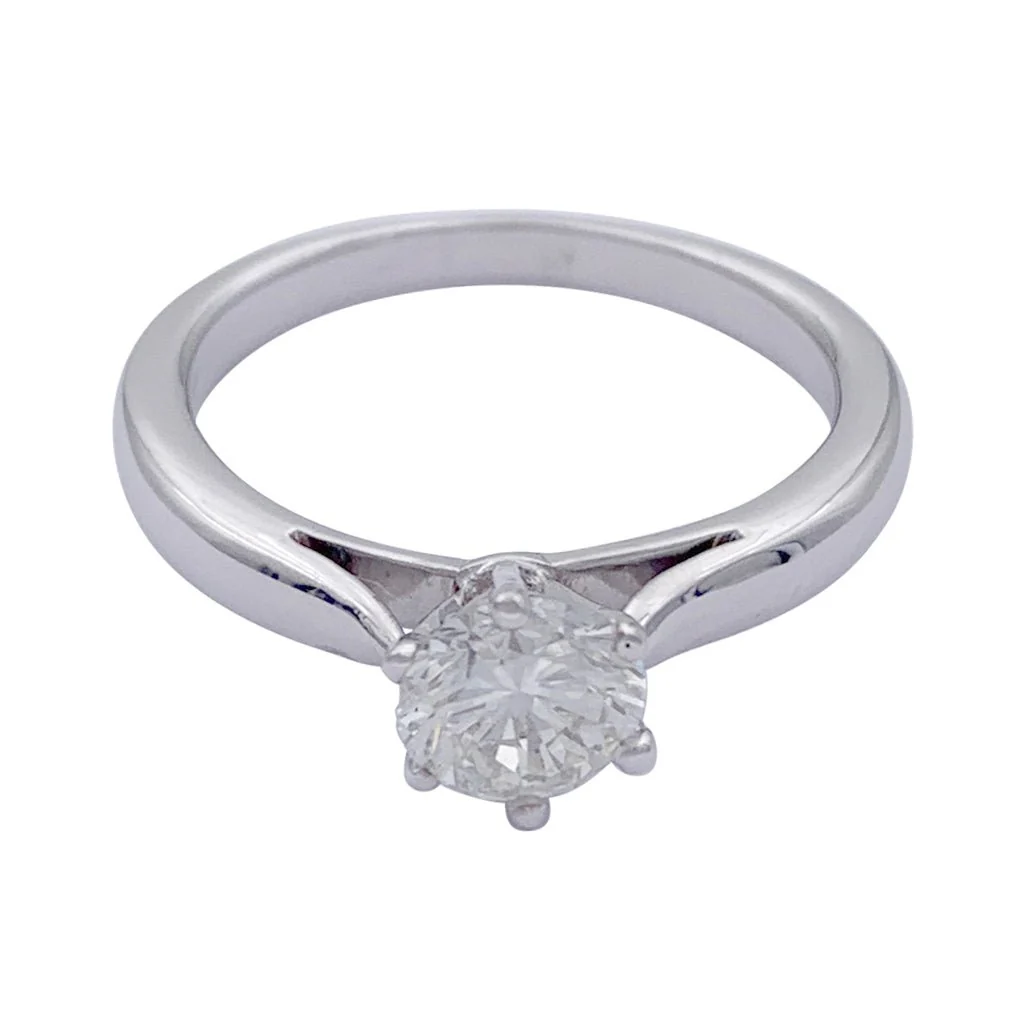 Bague solitaire en or blanc, diamant 0,73 carat - Image 4