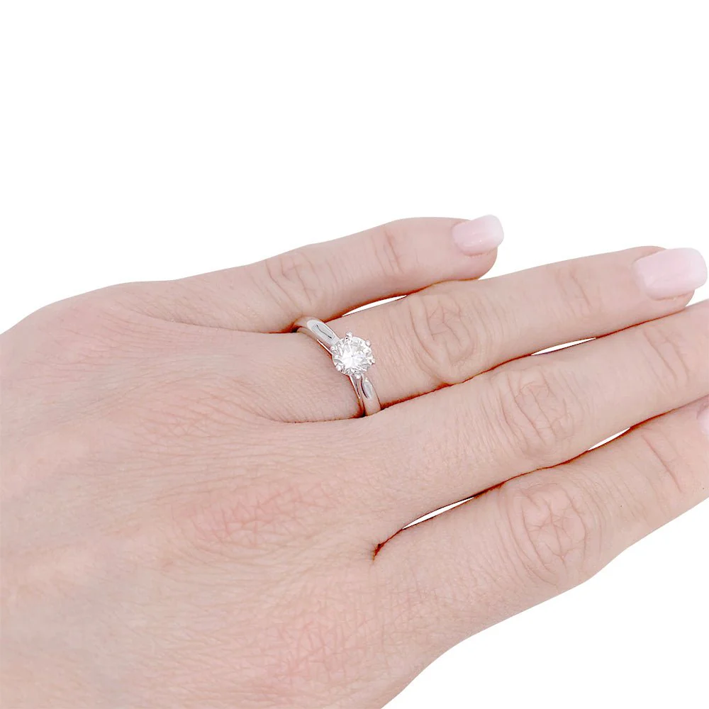 Bague solitaire en or blanc, diamant 0,73 carat - Image 7