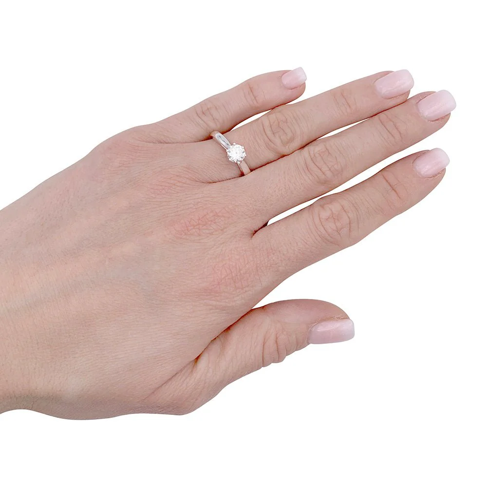 Bague solitaire en or blanc, diamant 0,73 carat - Image 8