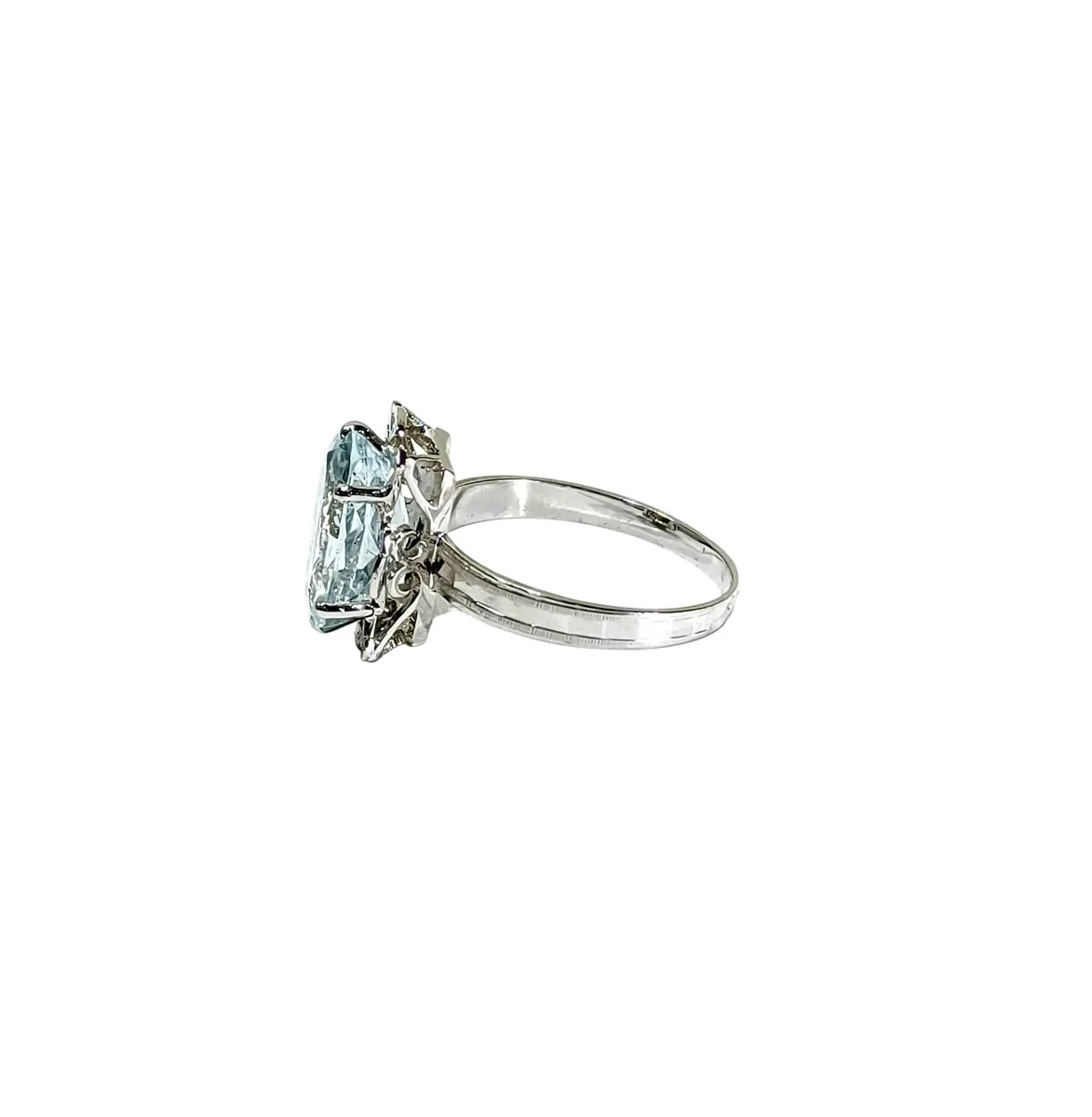 Bague Solitaire en or blanc et aigue-marine - Image 4