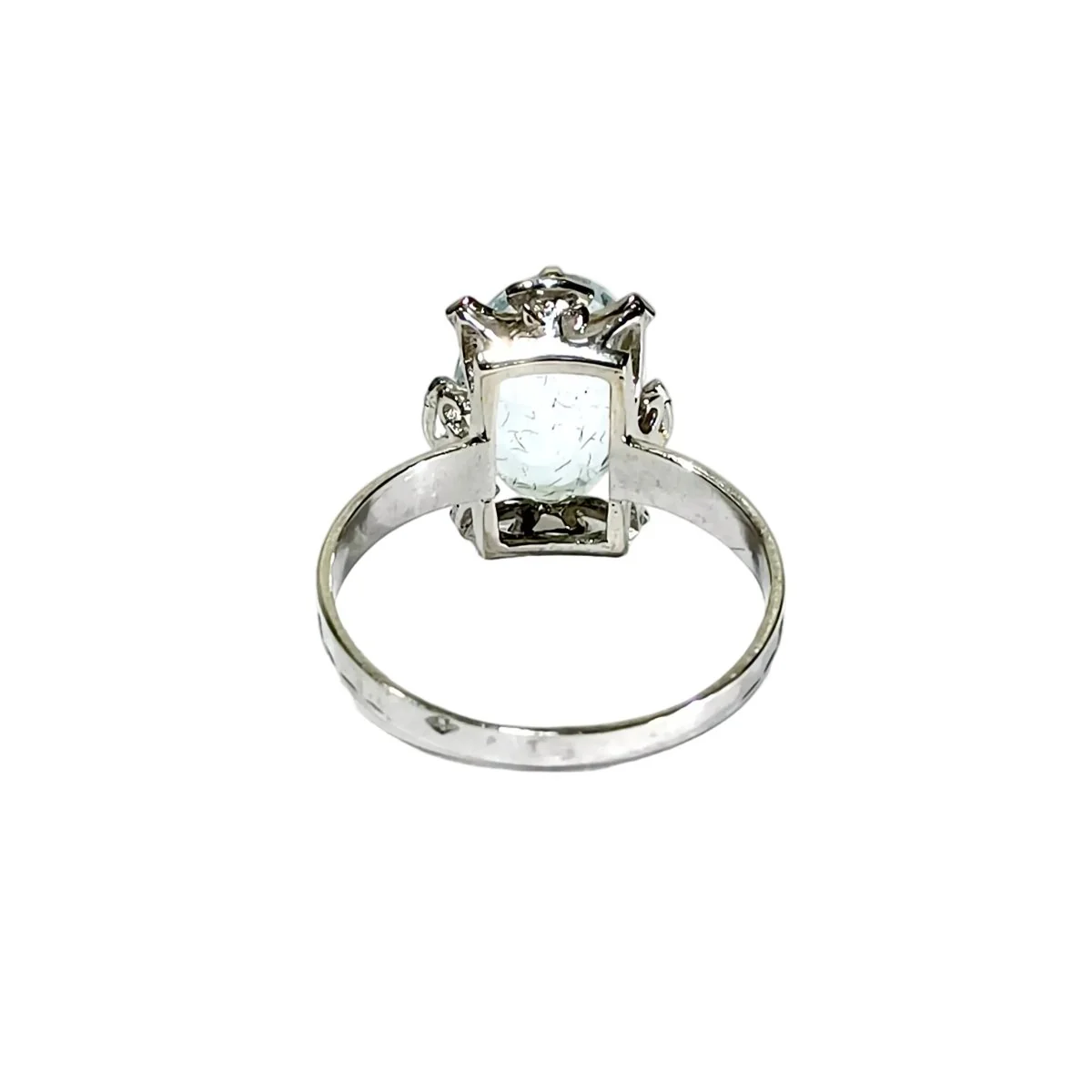 Bague Solitaire en or blanc et aigue-marine - Image 5