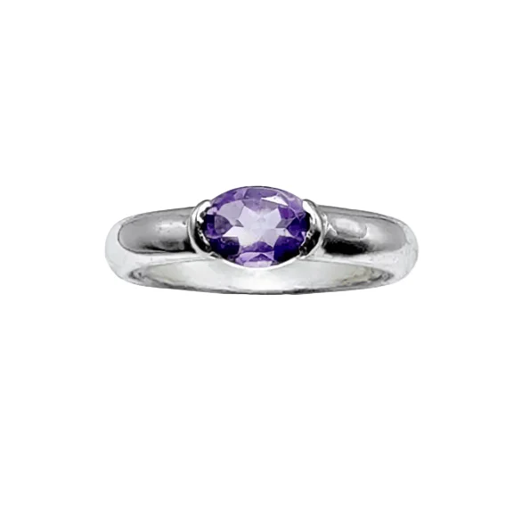 Bague Solitaire en or blanc et améthyste - Image 7