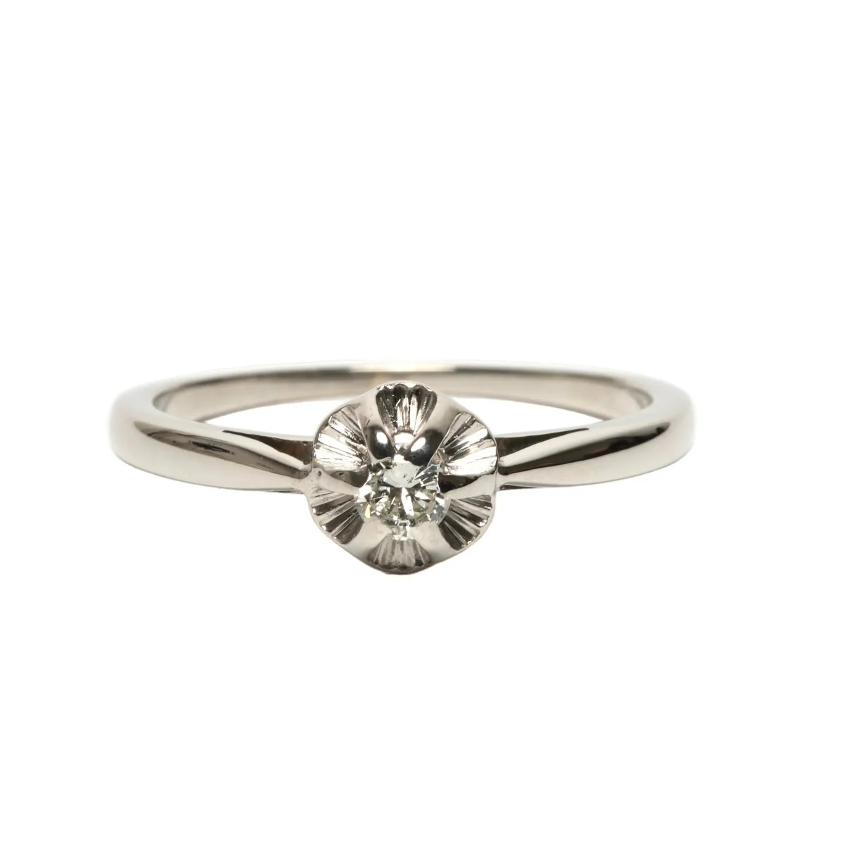Bague Solitaire en or blanc et diamant - Image 7