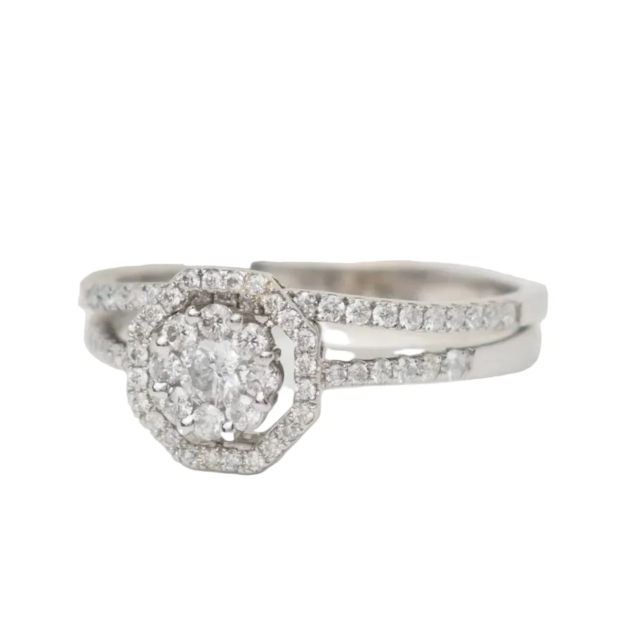 Bague Solitaire en or blanc et diamants - Image 3
