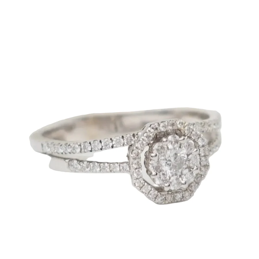 Bague Solitaire en or blanc et diamants - Image 4