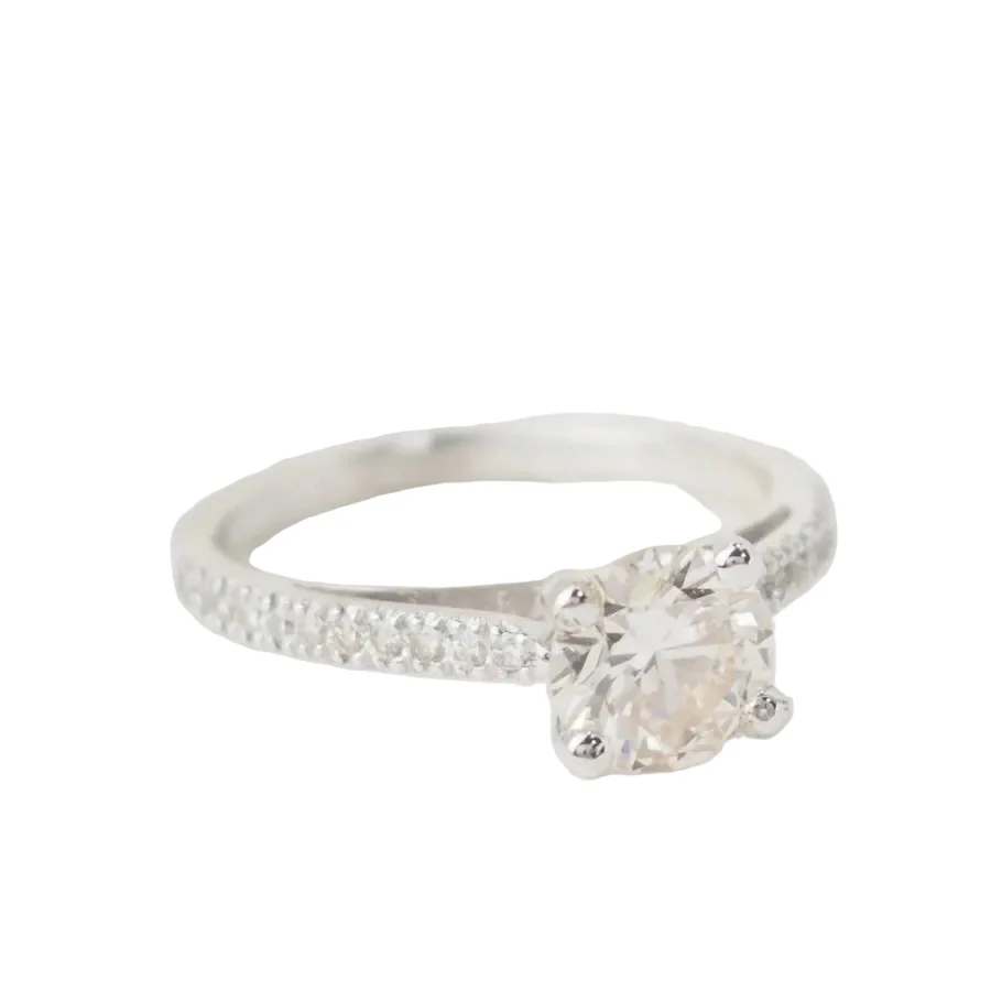 Bague Solitaire en or blanc et diamants - Image 5