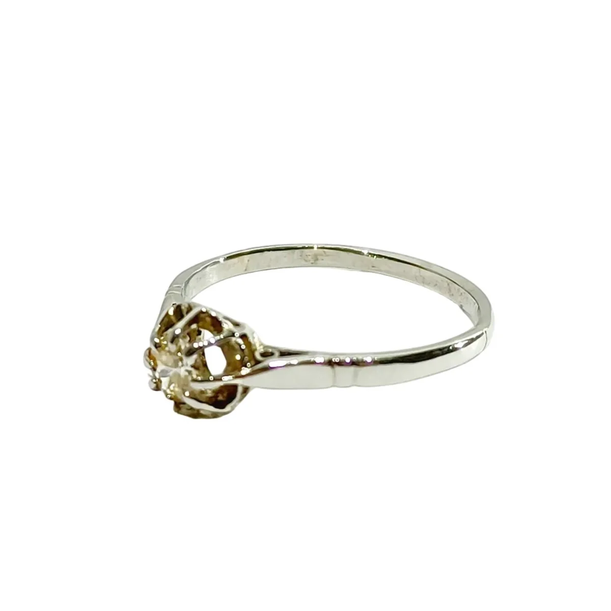 Bague Solitaire en or blanc et diamants - Image 3