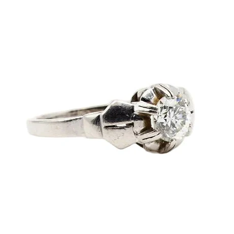 Bague Solitaire en or blanc et diamants - Image 2