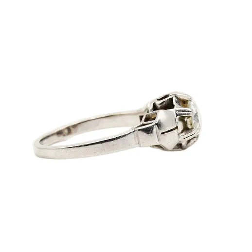 Bague Solitaire en or blanc et diamants - Image 3