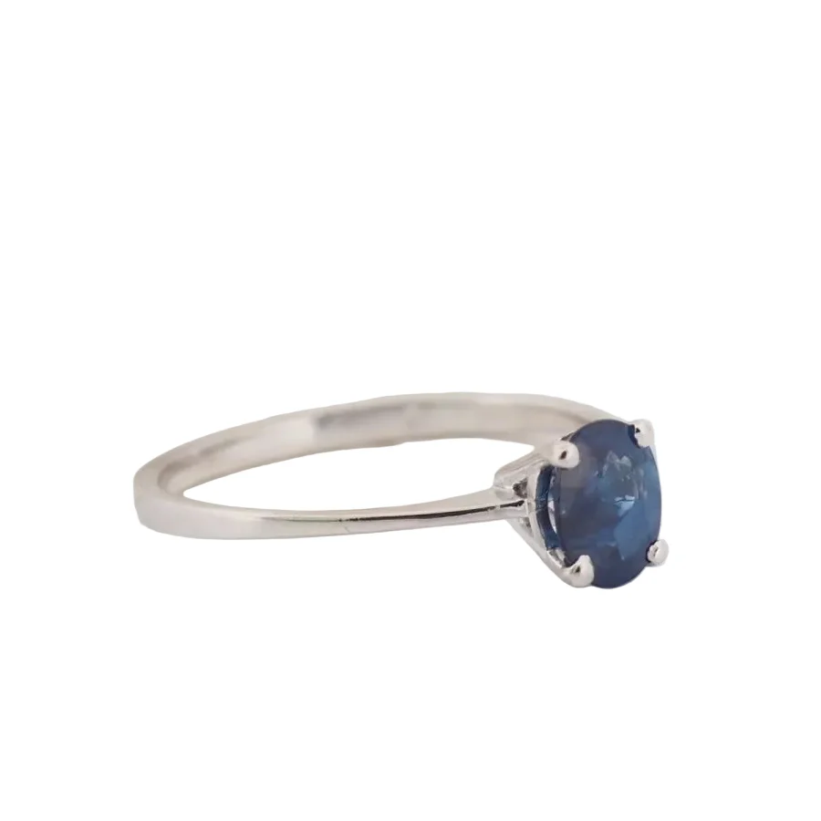 Bague Solitaire en or blanc et saphir - Image 6