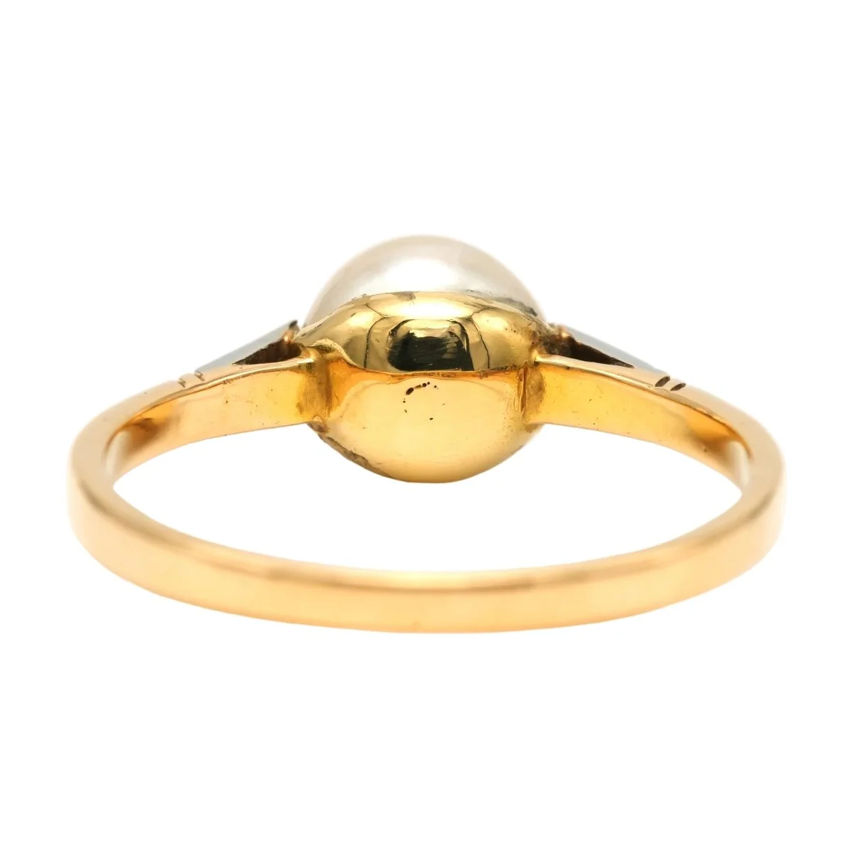 Bague Solitaire en or blanc, or jaune, perle et diamants - Image 5