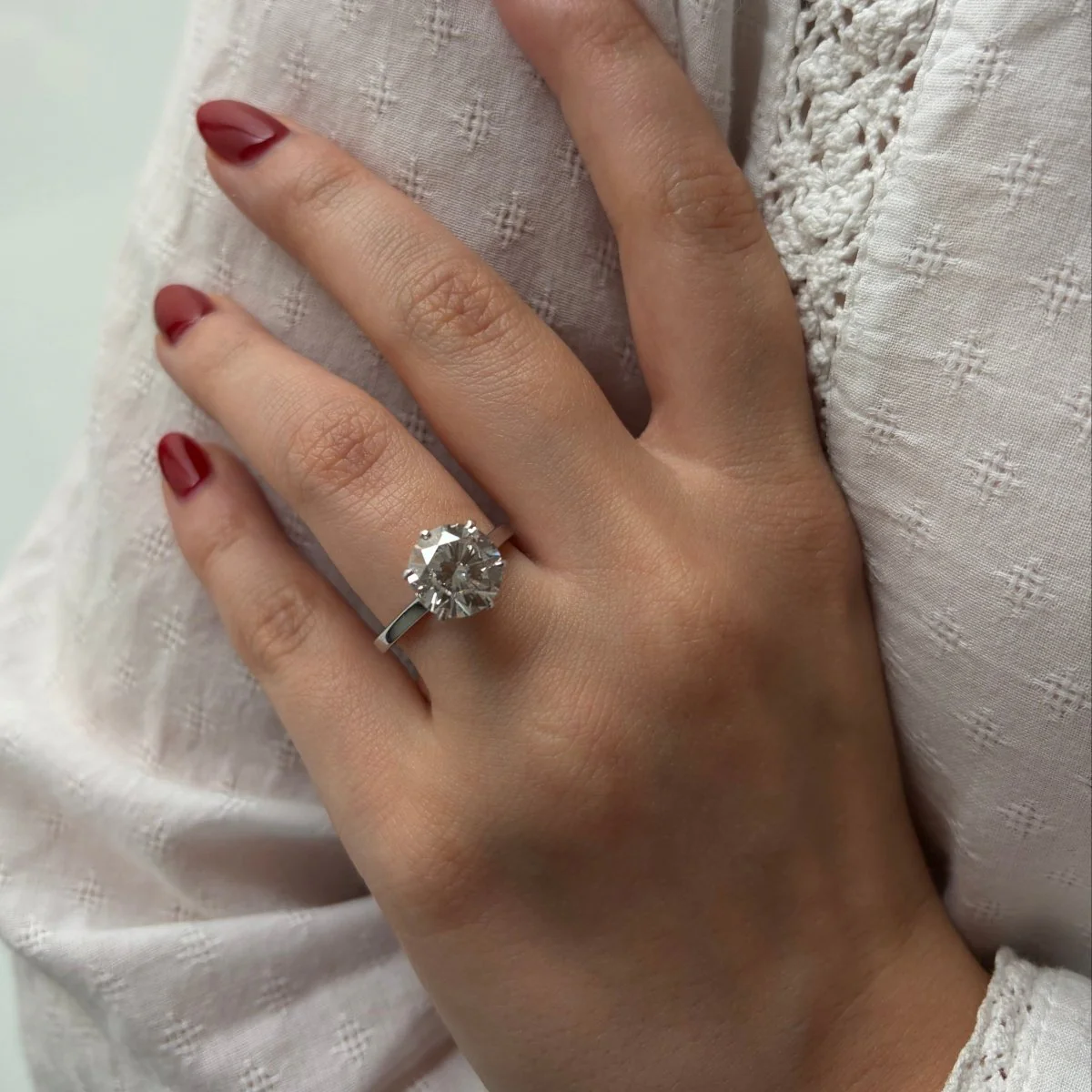 Bague Solitaire en or blanc, platine et diamant - Image 2