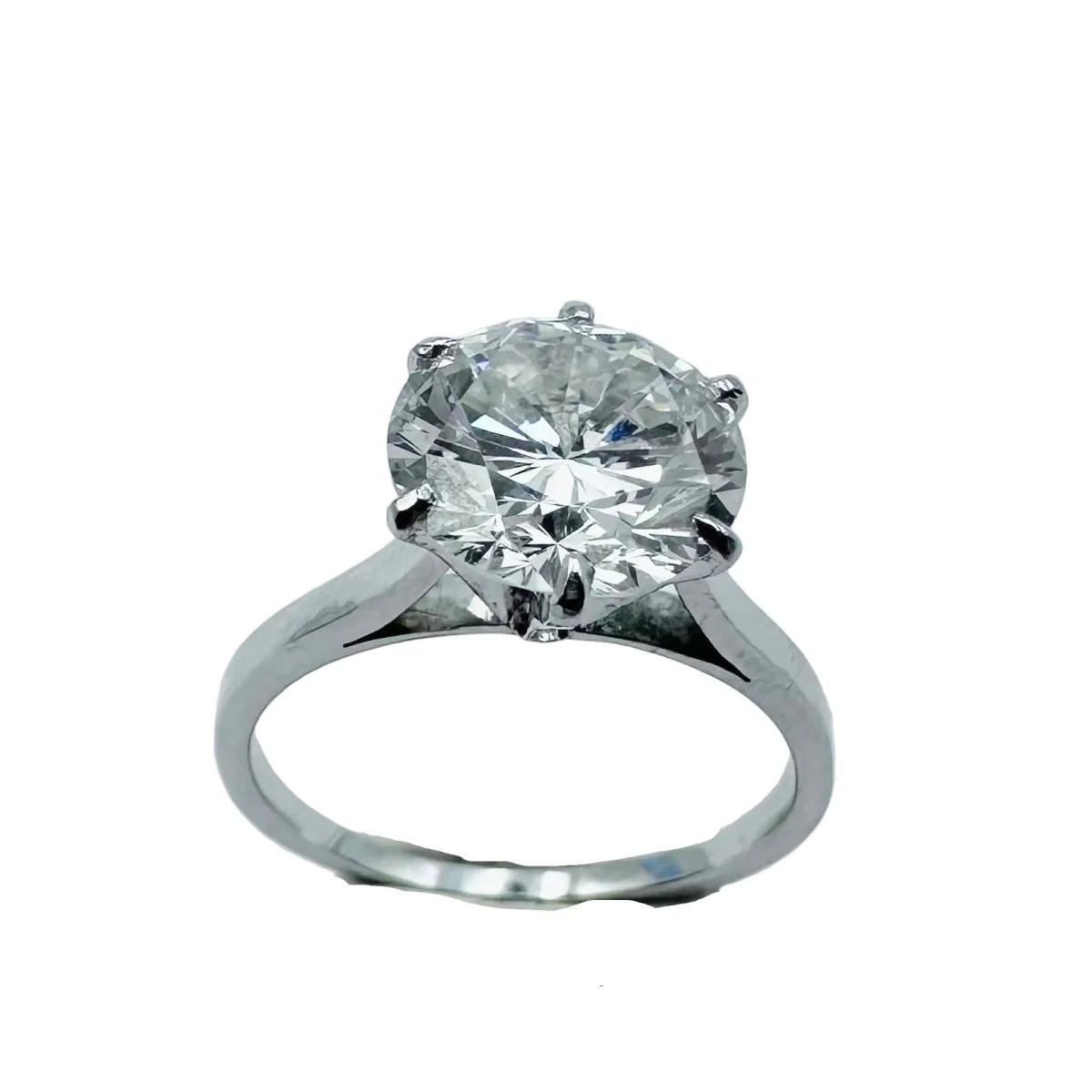 Bague Solitaire en or blanc, platine et diamant - Image 4