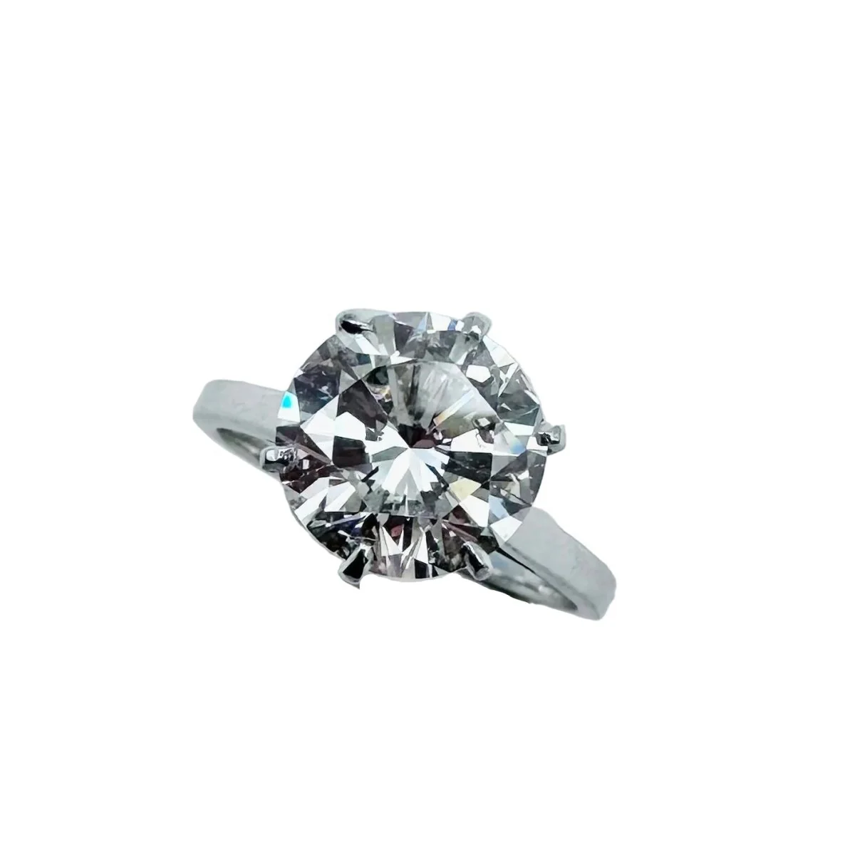 Bague Solitaire en or blanc, platine et diamant - Image 7