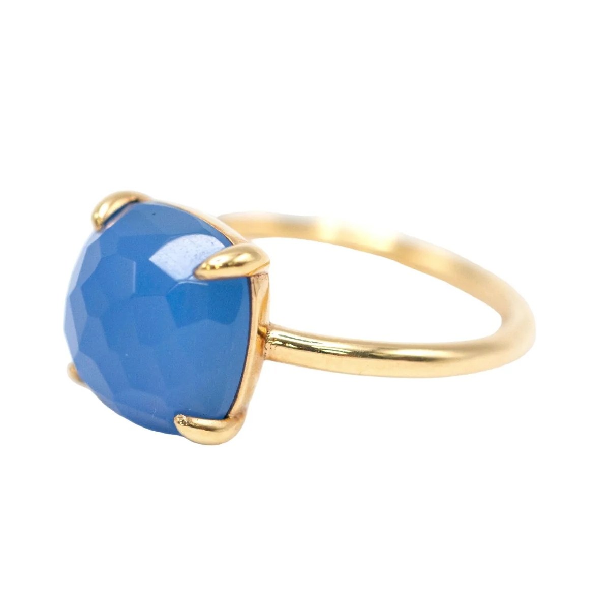 Bague Solitaire en or jaune et calcédoine - Image 2