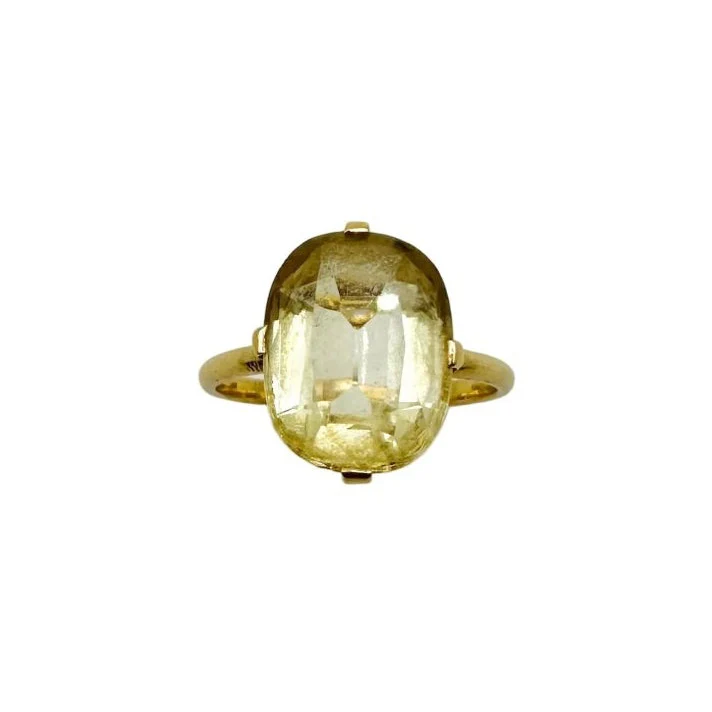 Bague Solitaire en or jaune et citrine