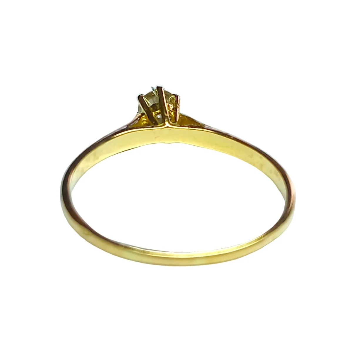 Bague Solitaire en or jaune et diamant - Image 4