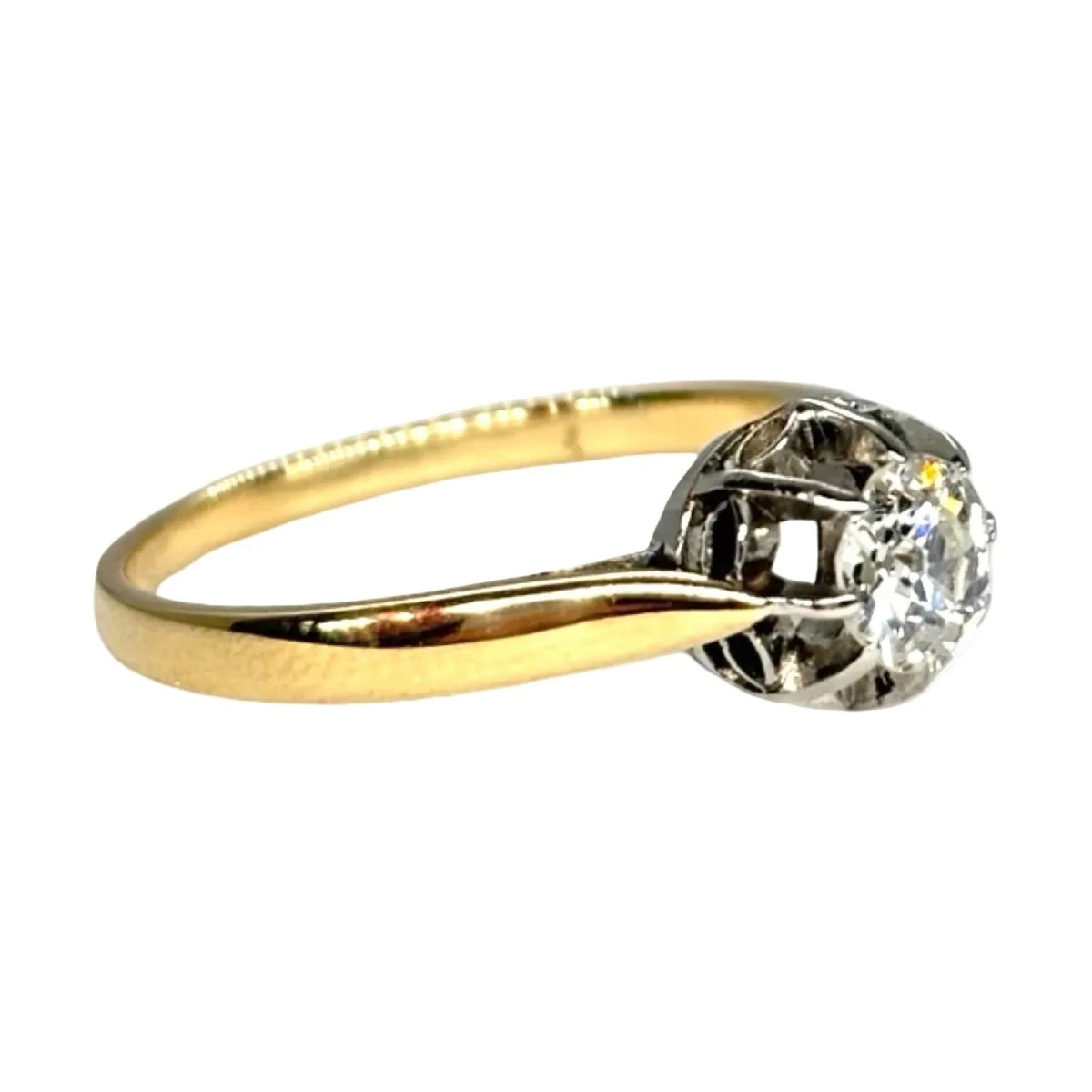 Bague Solitaire en or jaune et diamant - Image 4