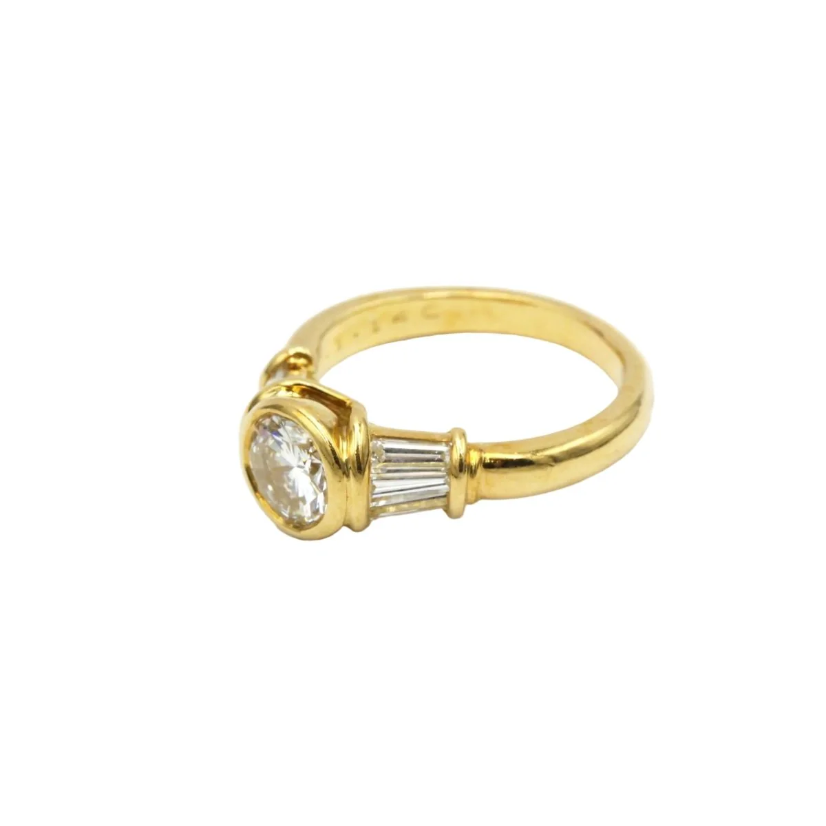 Bague Solitaire en or jaune et diamants - Image 3