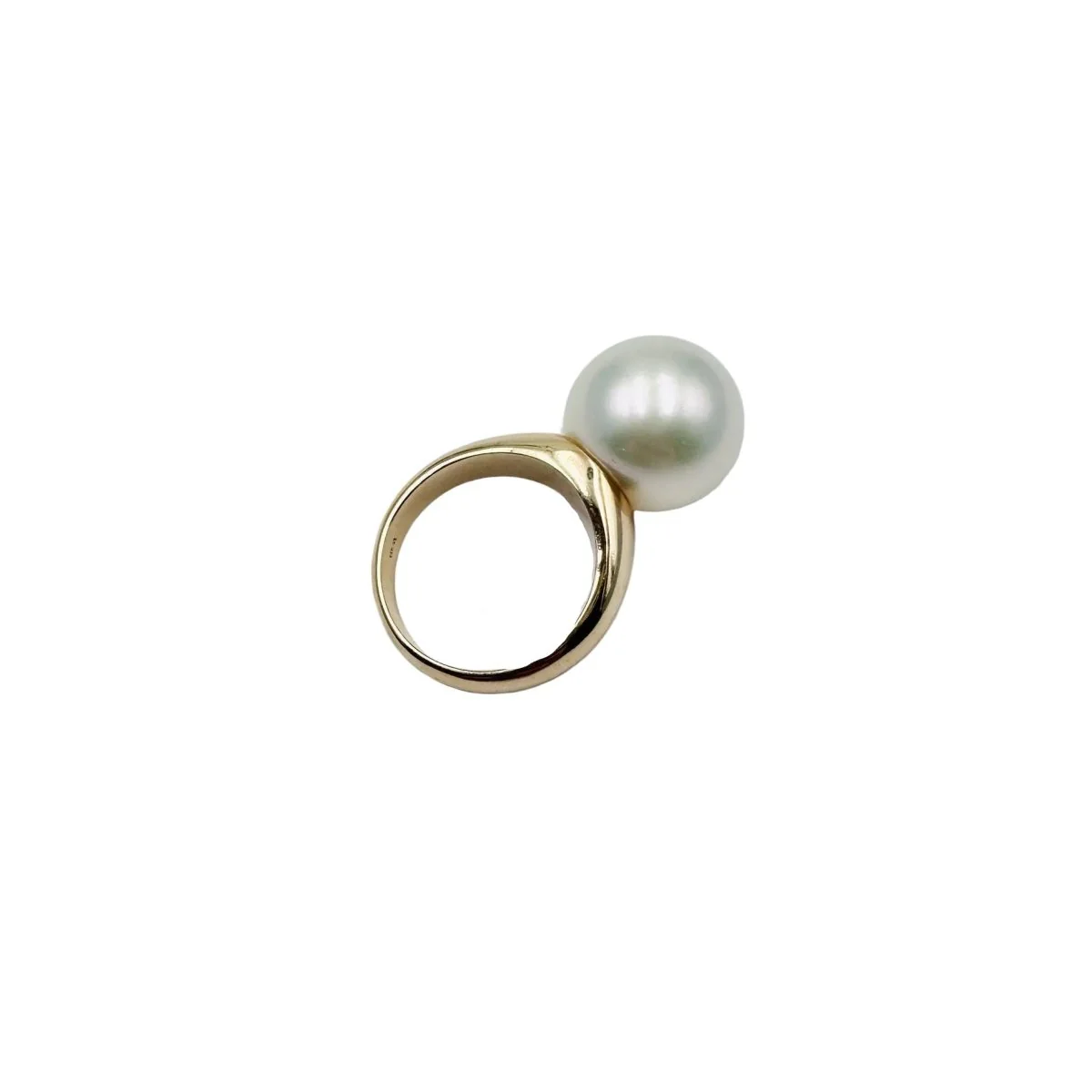 Bague Solitaire en or jaune et perle - Image 3