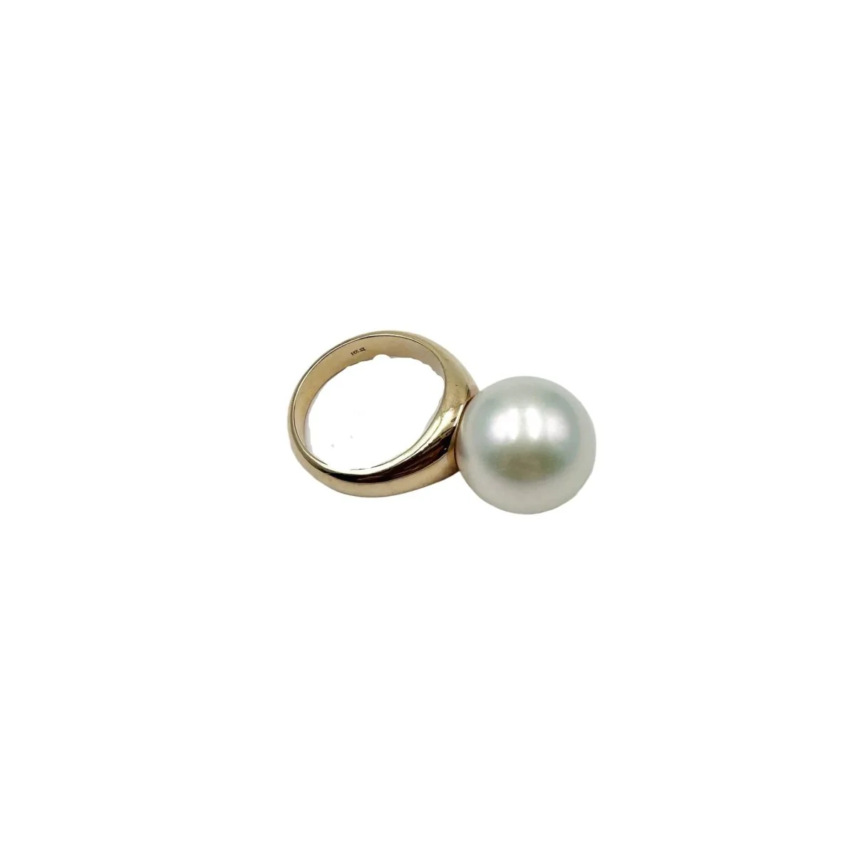 Bague Solitaire en or jaune et perle - Image 4