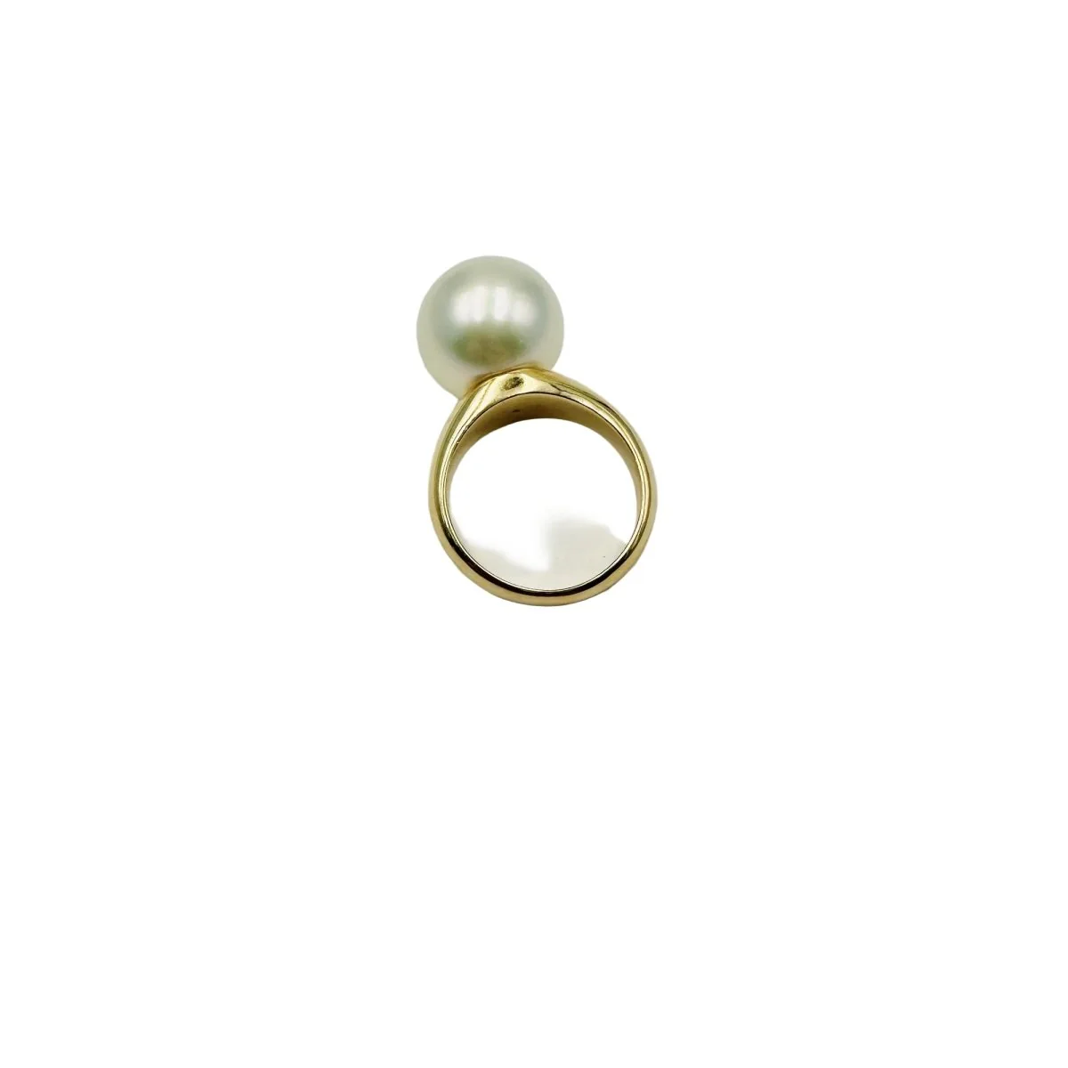 Bague Solitaire en or jaune et perle - Image 7